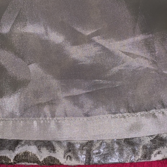 Anni‎ Kuan ivory gray/beige floral textured skirt size 2 - Picture 6 of 6